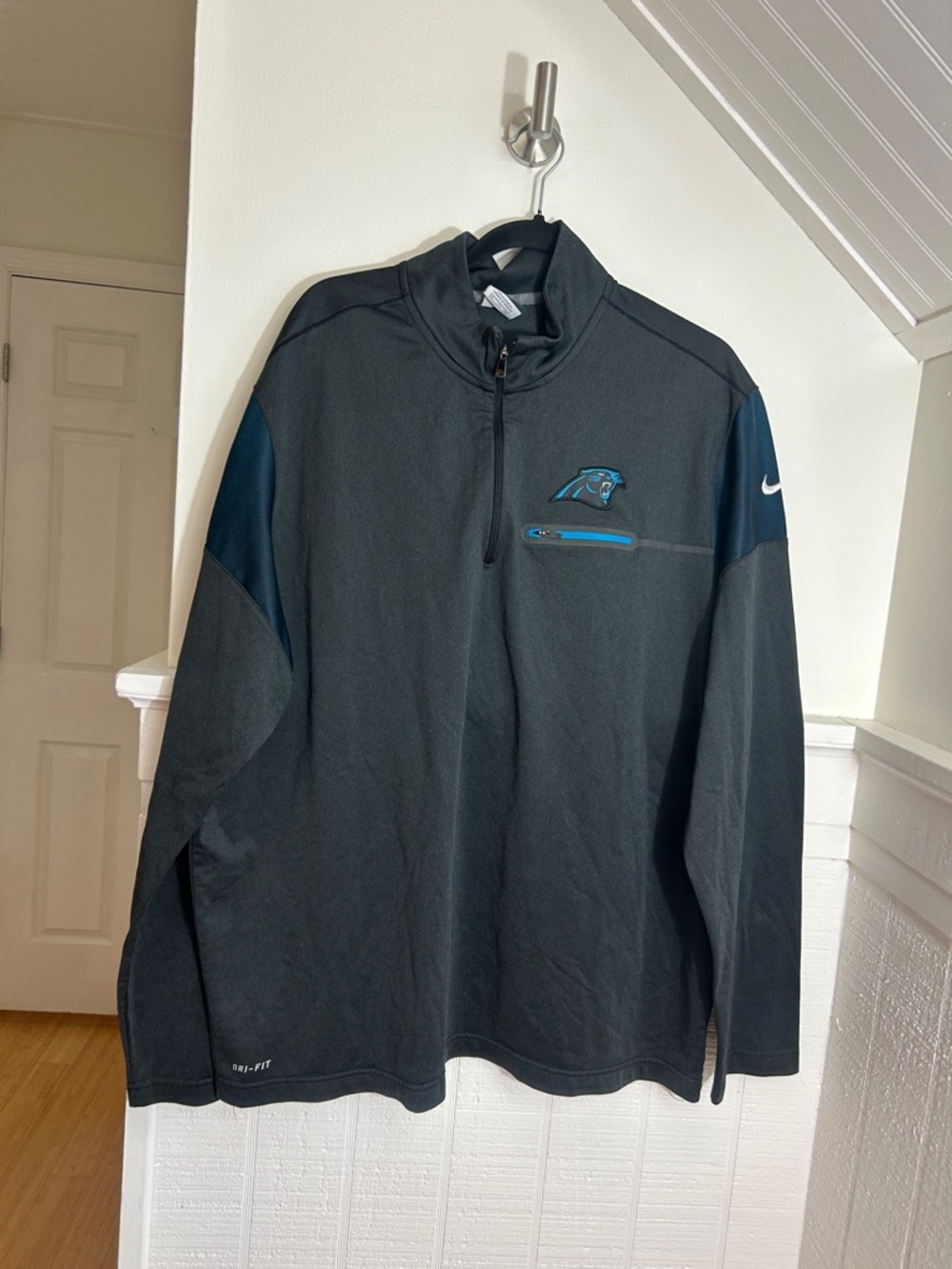 Nike Black and Blue Carolina Panthers Quarter-Zip Pullover Men’s XXL